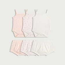 F&F Baby 3-Pack Pure Cotton Vests and Bloomers Sets in Pink