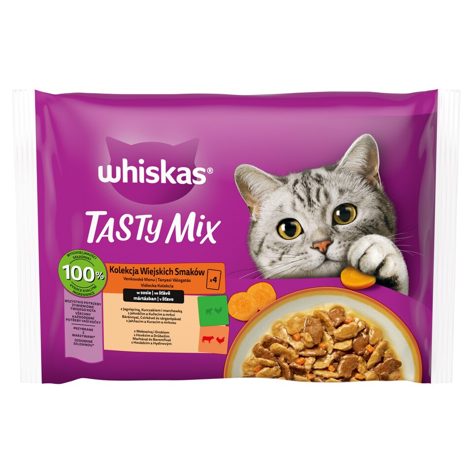 Whiskas Tasty Mix Venkovské menu ve šťávě 4 x 85g (340g)