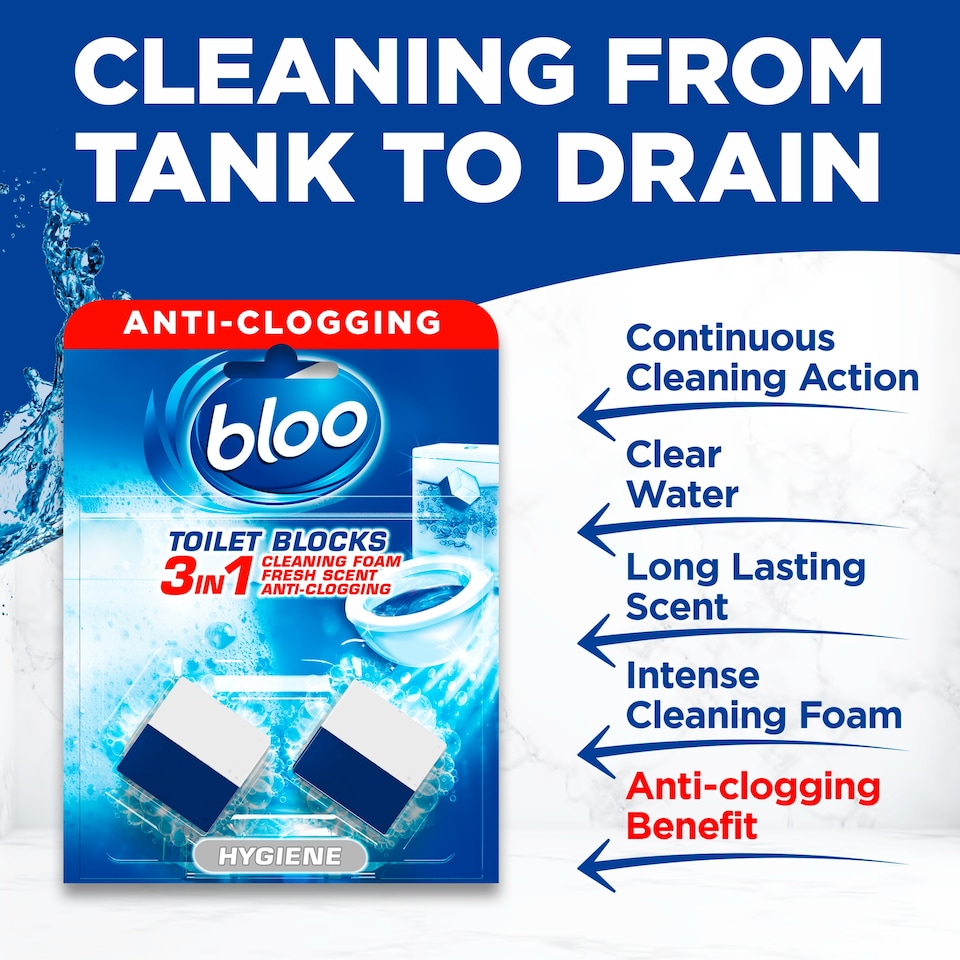 image 1 of Bloo 2in1 Cleaning Foam Fresh Scent Toilet Blocks 2 x 50g