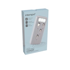 Intempo Grey Travel Portable Charger with Integrated Cables