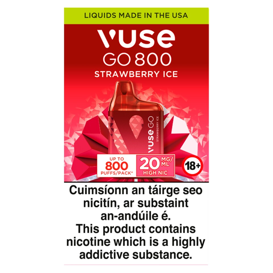 Vuse Go 800 Strawberry Ice Disposable Vape 20Mg/Ml