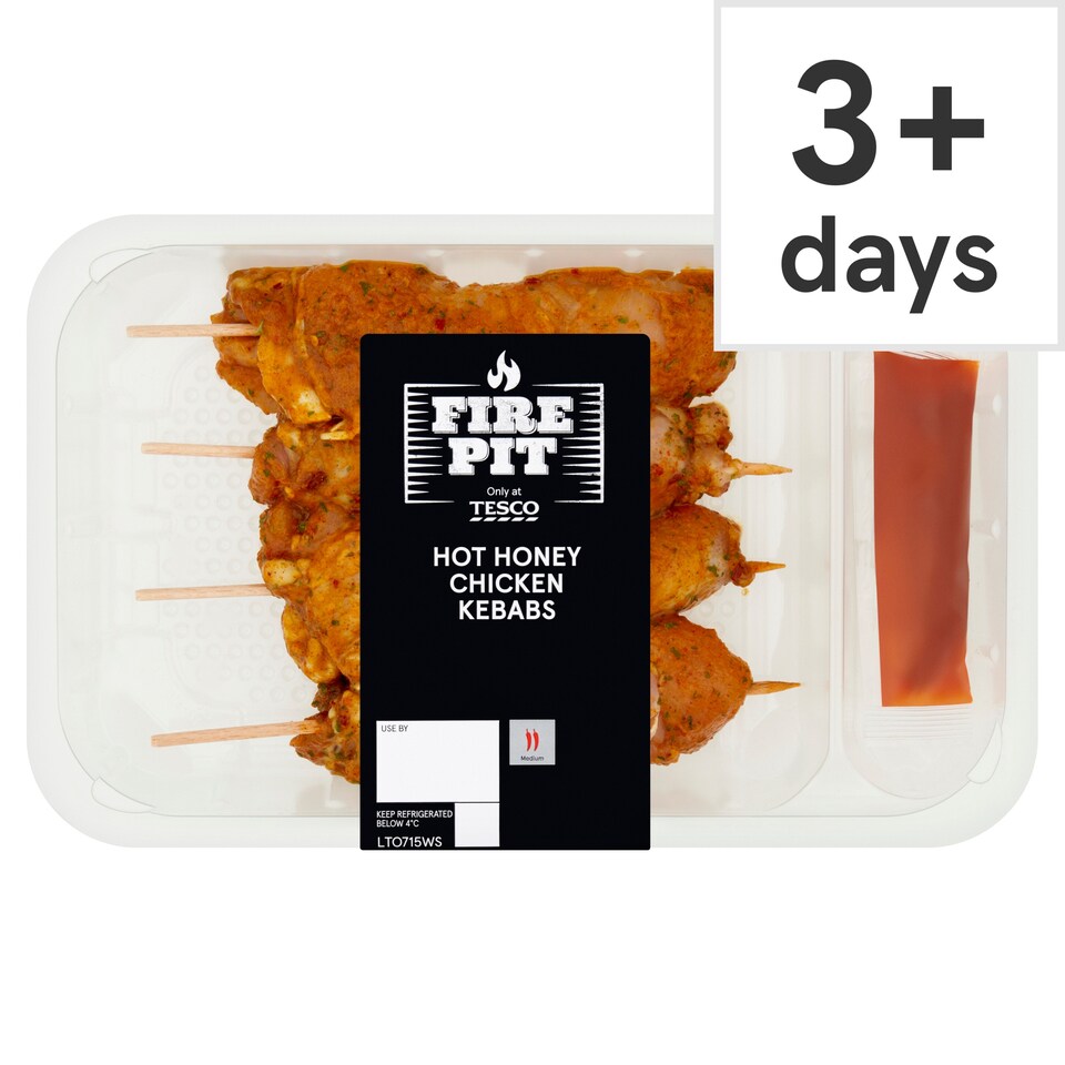 Tesco Fire Pit Hot Honey Chicken Kebabs 400g