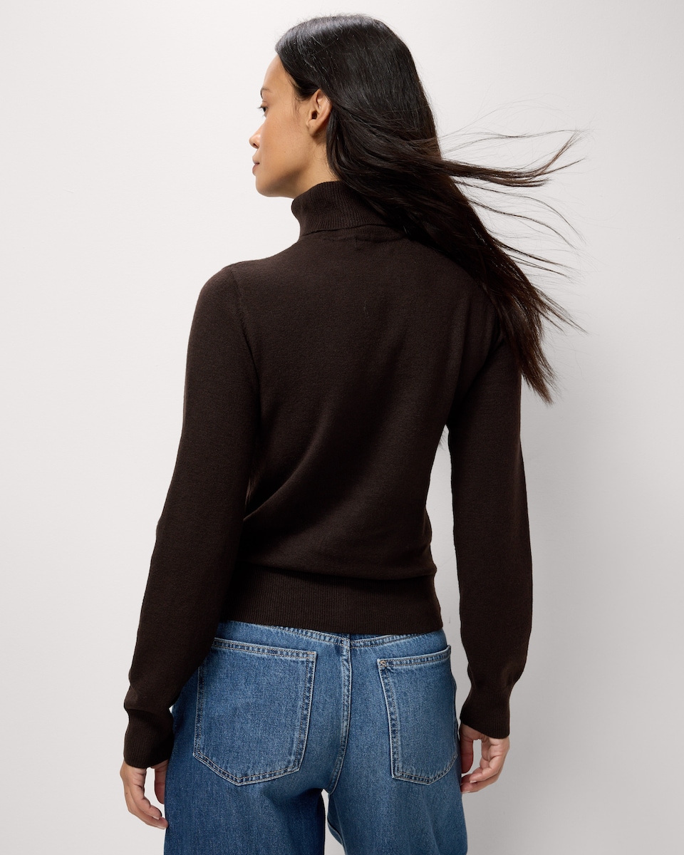 image 1 of F&F Roll Neck Jumper in Chocolate