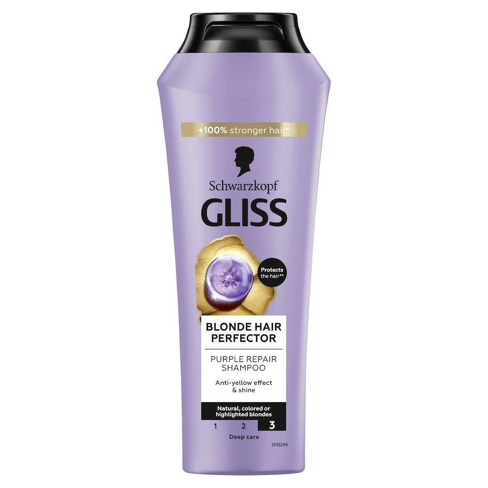 image 1 of Schwarzkopf Gliss Blonde Hair Perfector Purple Repair Shampoo 250ml