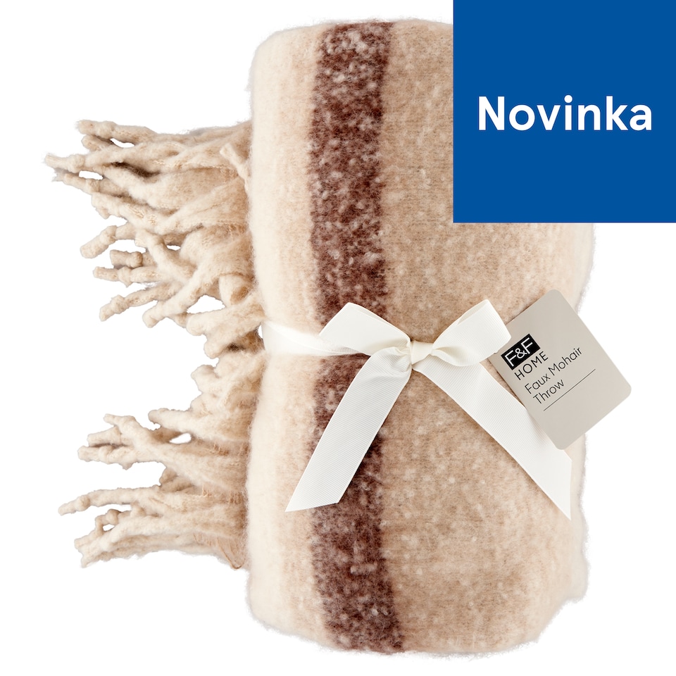 F&F Home Ombre Stripe Faux Mohair Throw 130 cm x 170 cm