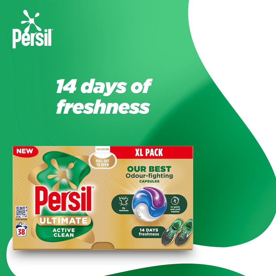 image 1 of Persil Ultimate Active Clean Laundry Washing Capsules 38 Washes 801.8g