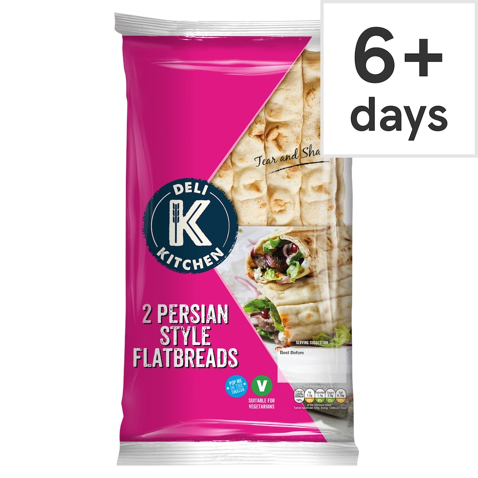 Deli Kitchen Persian Style Plain Flatbreads 2 Pack 180g