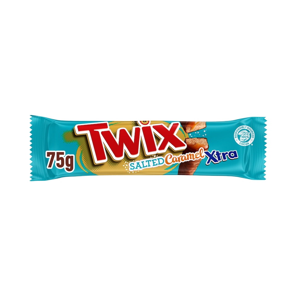 Twix Xtra Salted Caramel Milk Chocolate Biscuit Twin Bars 75g