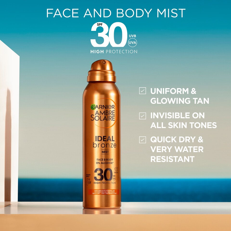 image 1 of Garnier Ambre Solaire Ideal Bronze Tanning Mist SPF30 150ml