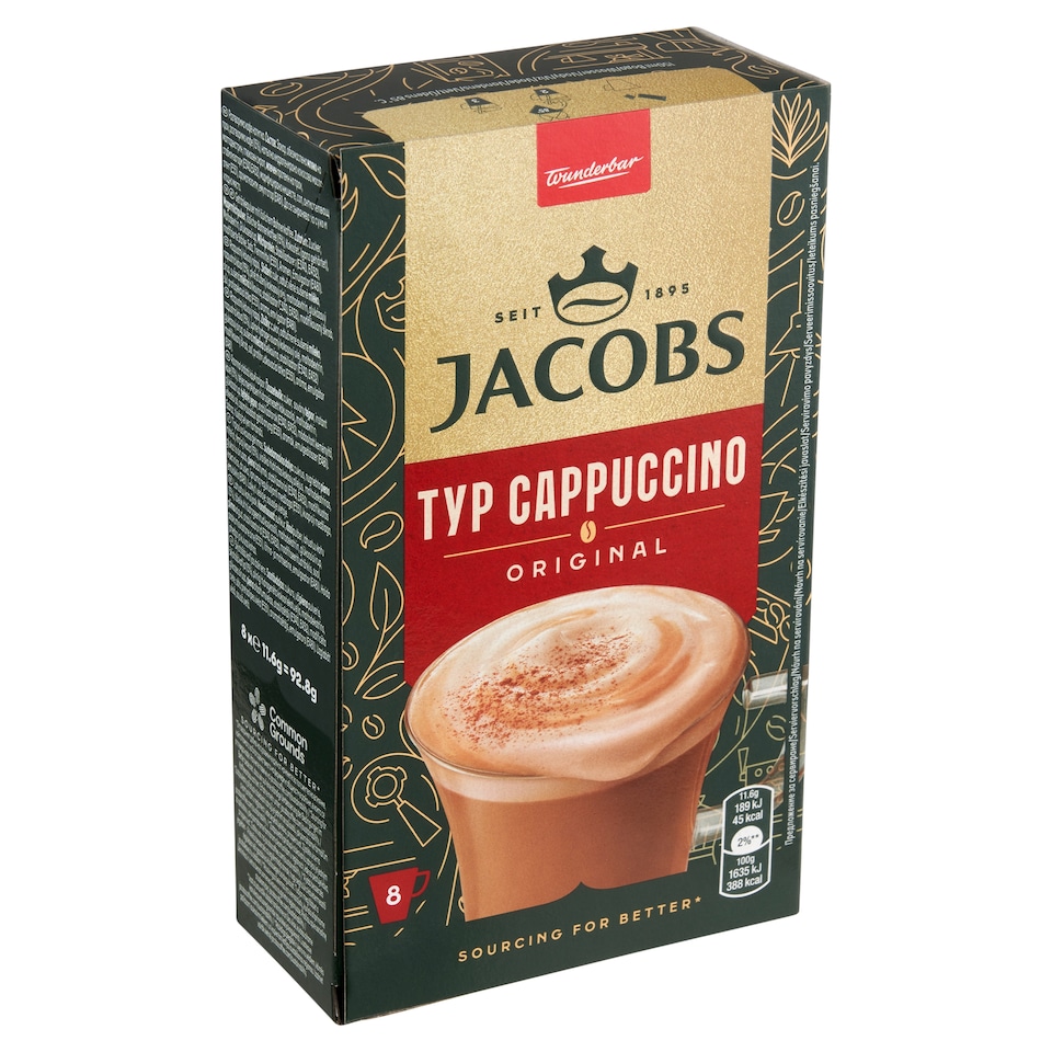 Jacobs Original Cappuccino rozpustný kávový nápoj 8 x 11,6g (92,8g)