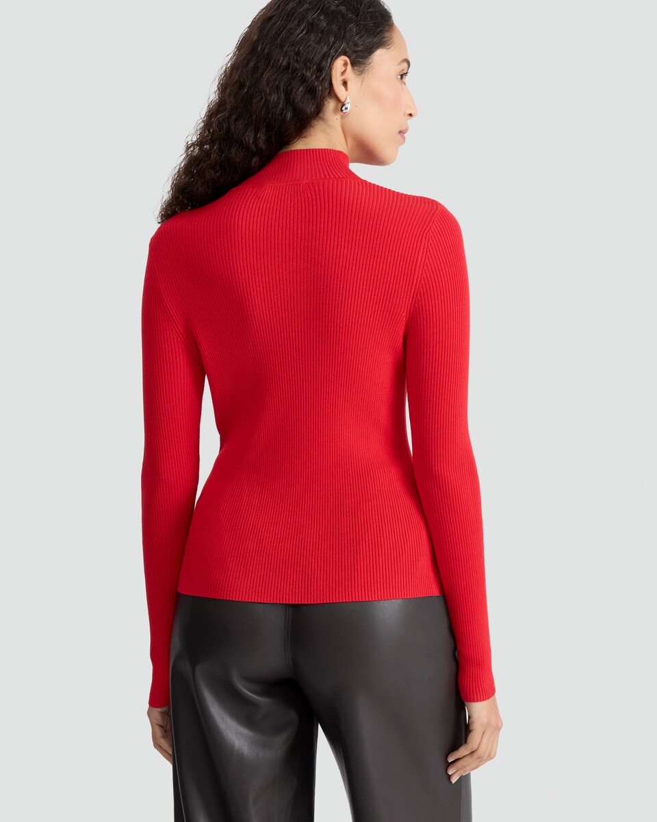 image 1 of F&F Knitted Cut Out Detail Jumper in Red