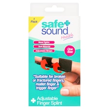 Safe & Sound Adjustable Finger Splint - Metal Splint with Soft Material and Straps