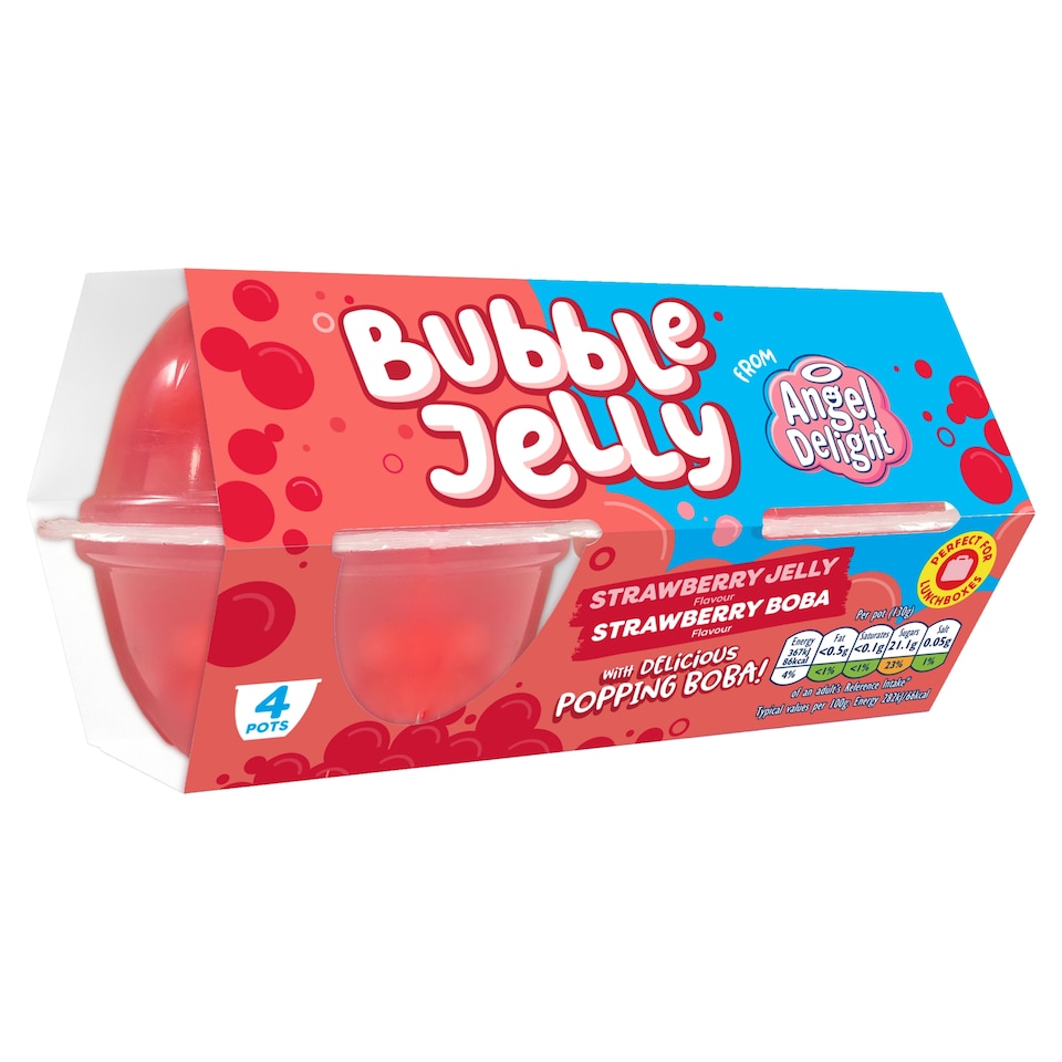 image 1 of Angel Delight Strawberry Jelly & Strawberry Bobba Bubble 4x130g