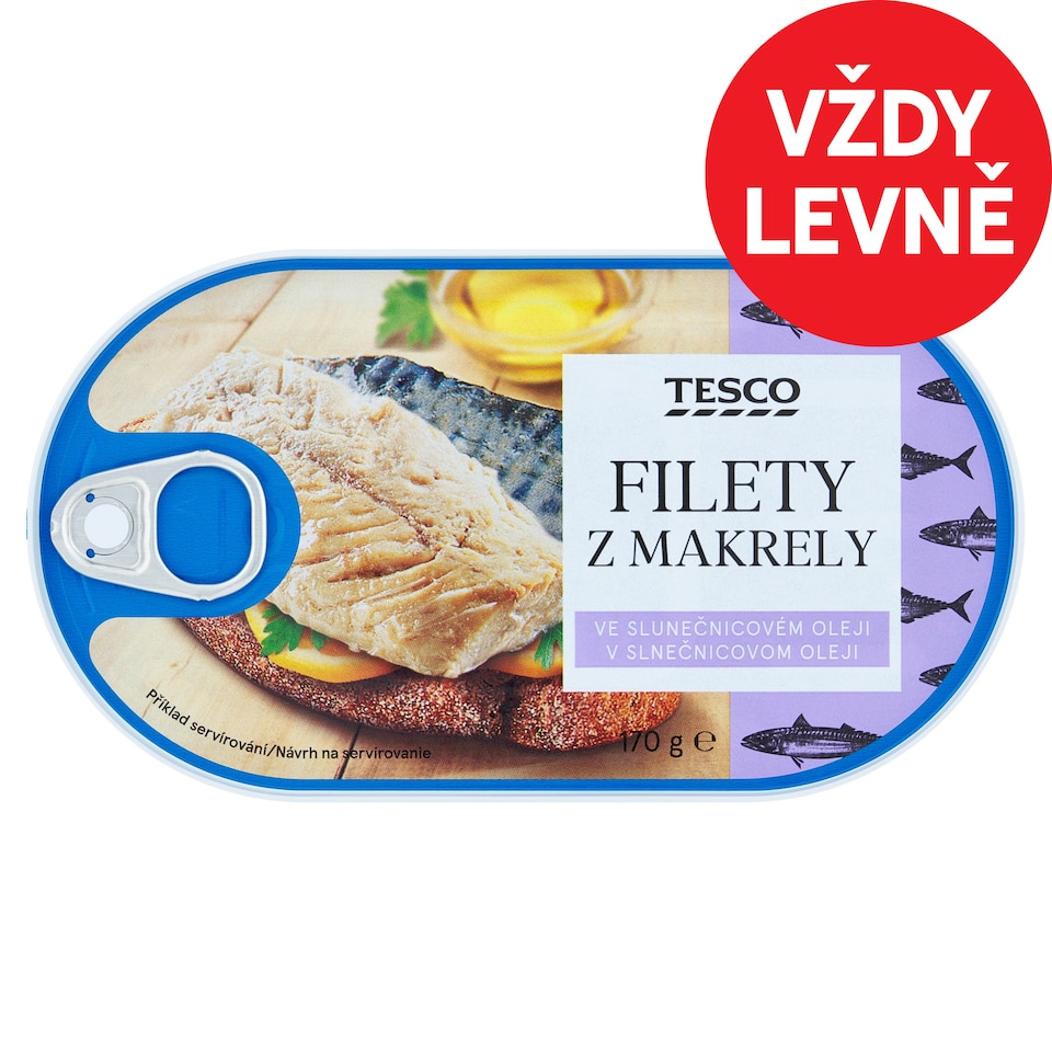 Tesco Filety z makrely ve slunečnicovém oleji 170g