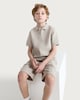 image 1 of F&F Boys Cotton Rich Textured Drawstring Shorts in Stone