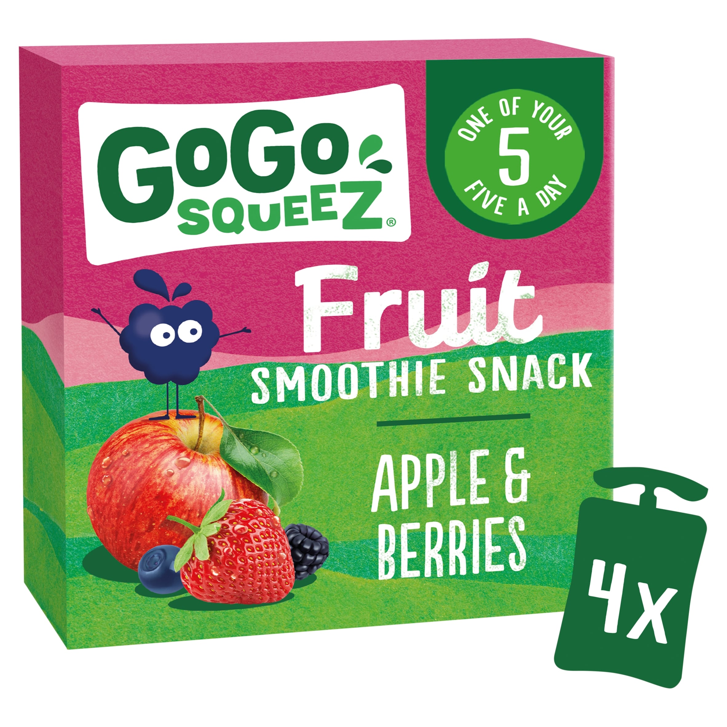 GoGo squeeZ Fruit Smoothie Snack Apple and Berries 4x90g