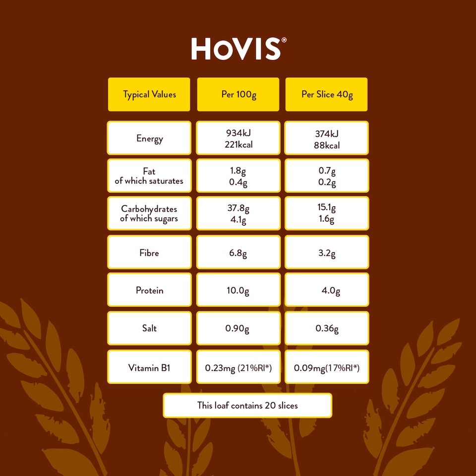 image 1 of Hovis Wholemeal Tasty Medium Bread 800g