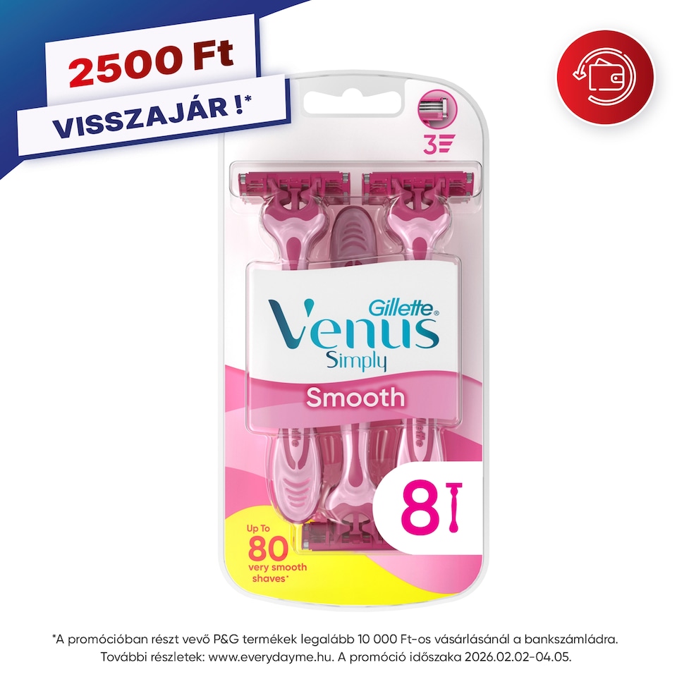 Gillette Venus Comfort Smooth Eldobható Borotva, 8 Db/Csomag 1. kép
