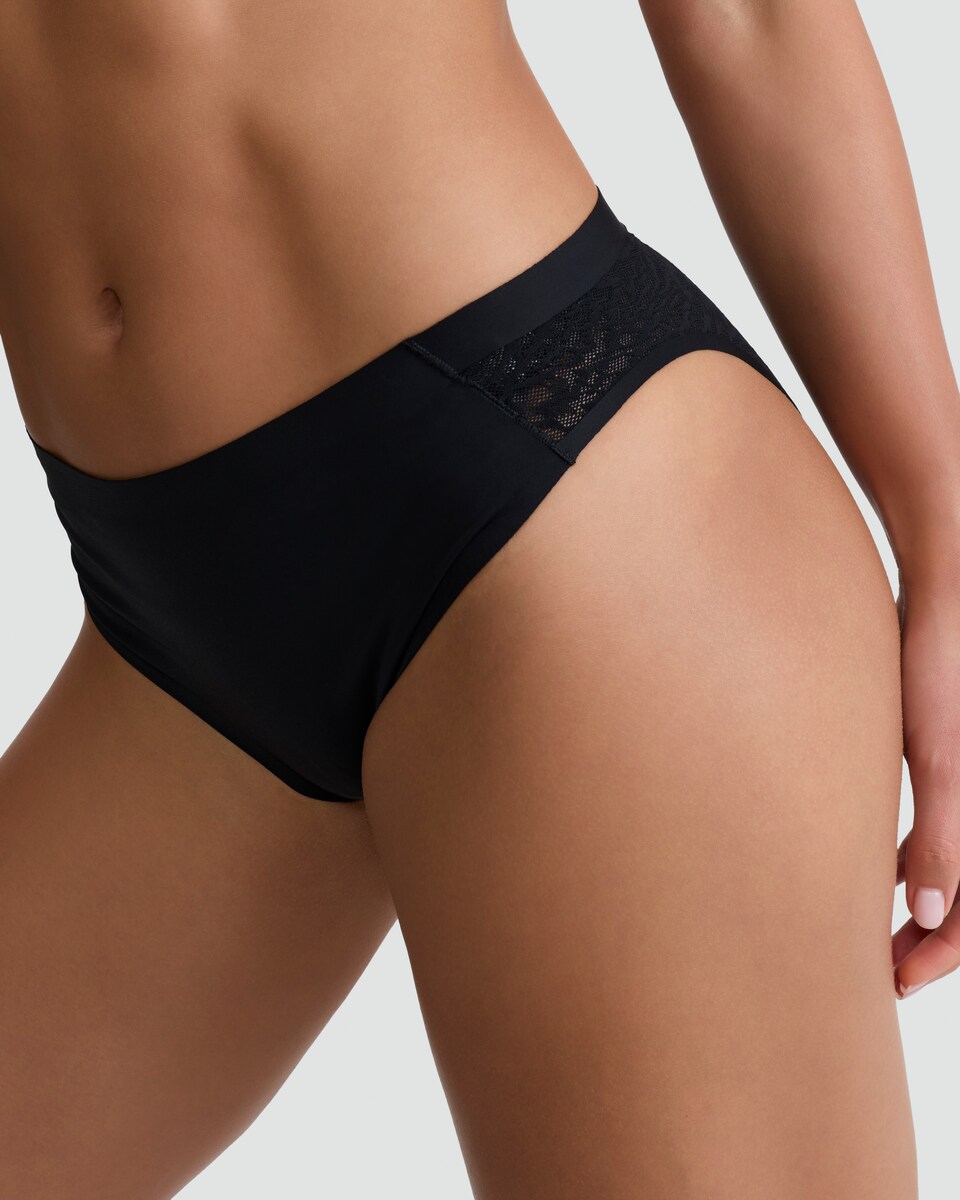 image 1 of F&F Animal Print Lace Panel High Leg Knickers in Black