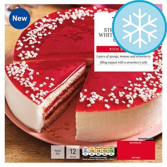 Tesco Strawberry & White Chocolate Gateau 900G Tesco Groceries