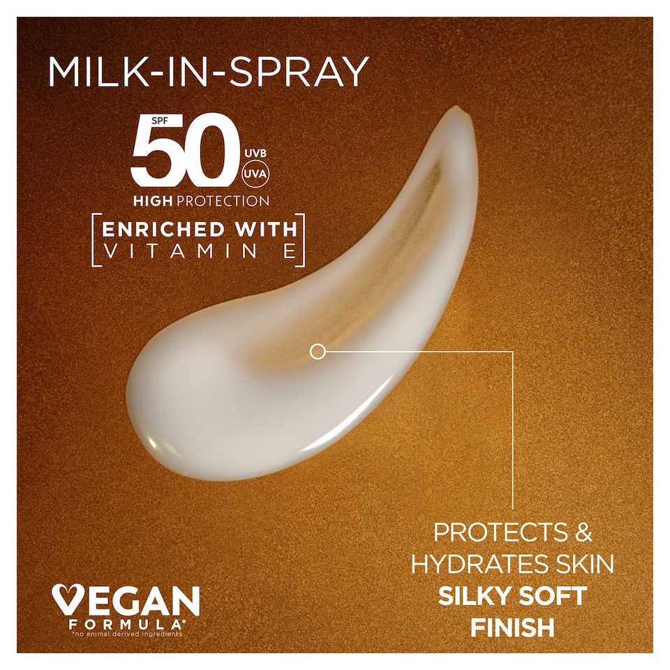 image 1 of Garnier Ambre Solaire Ideal Bronze Milk-In Tanning Spray SPF50 150ml