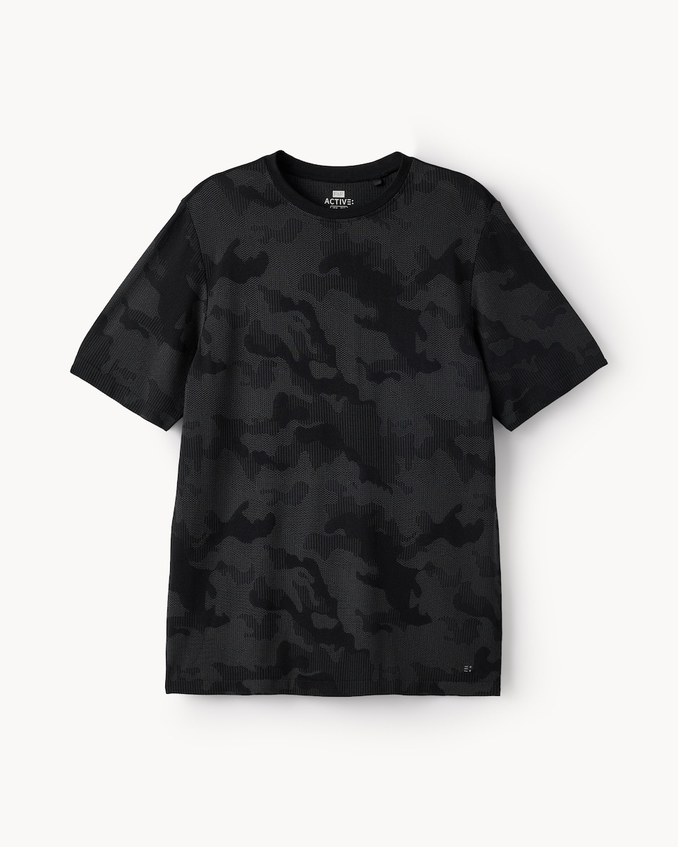 image 1 of F&F Active ULTRARUN Camouflage T-Shirt in Black