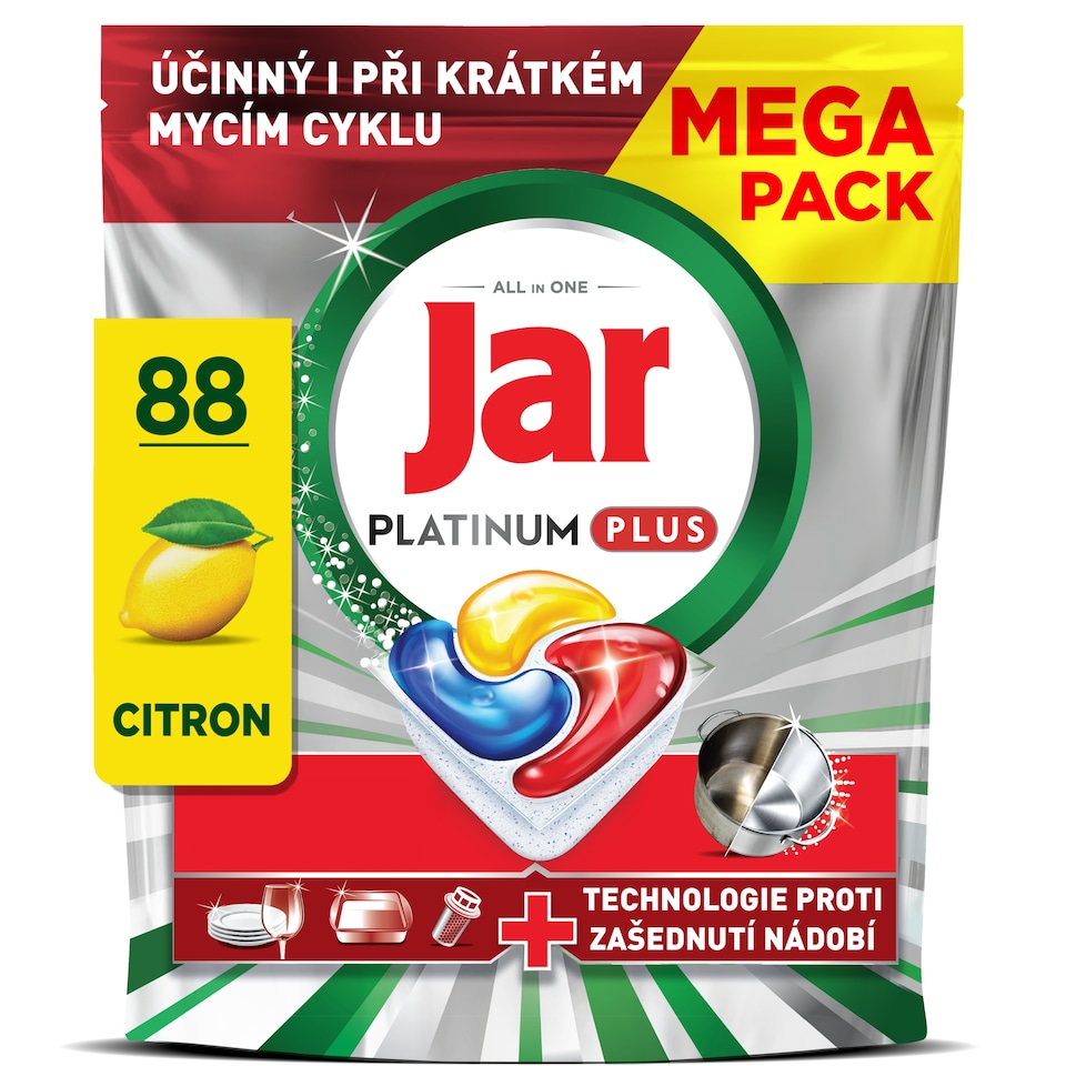 image 1 of Jar Platinum Plus Dishwasher Tablets, Lemon,  88 Capsules,  Powerful Even In Short Cycles