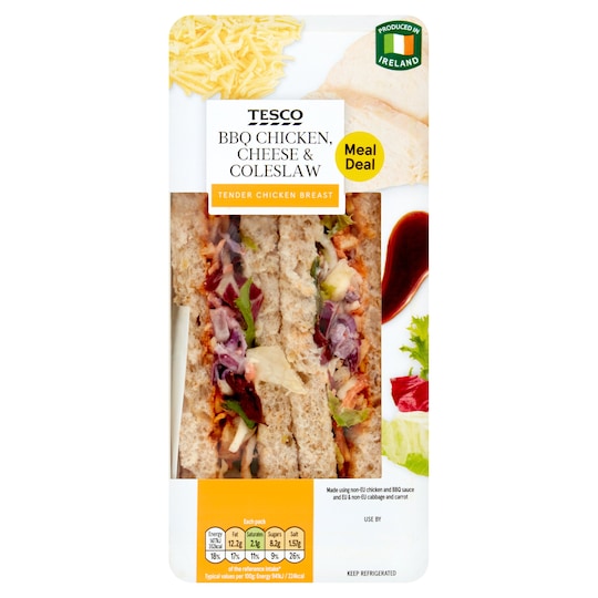 Tesco Bbq Chicken Cheese And Coleslaw Sandwich 157G Tesco Groceries