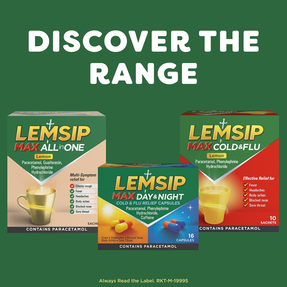 image 1 of Lemsip Max Cold & Flu Capsules - Lemon with Paracetamol 16s