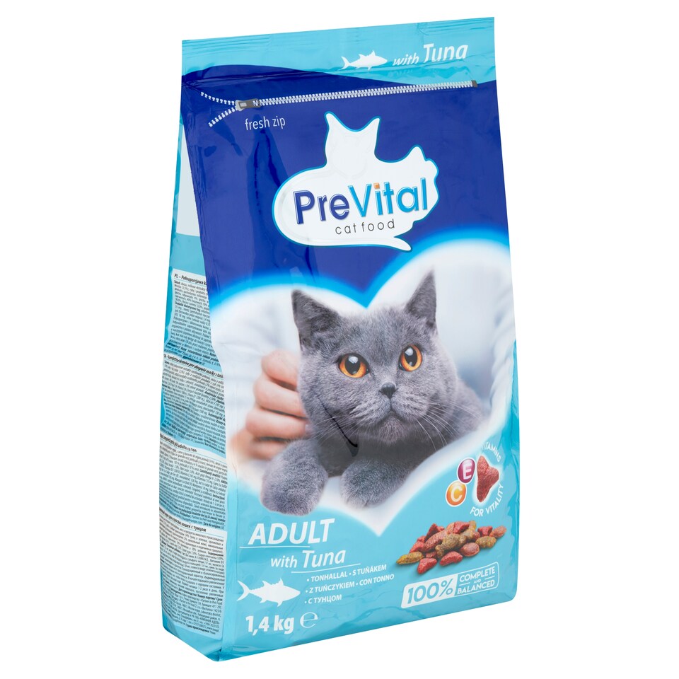 PreVital száraz macskaeledel, macskatáp felnőtt macskáknak tonhallal 1,4 kg