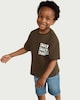 image 1 of F&F Boys Pure Cotton Slogan T-Shirt in Chocolate