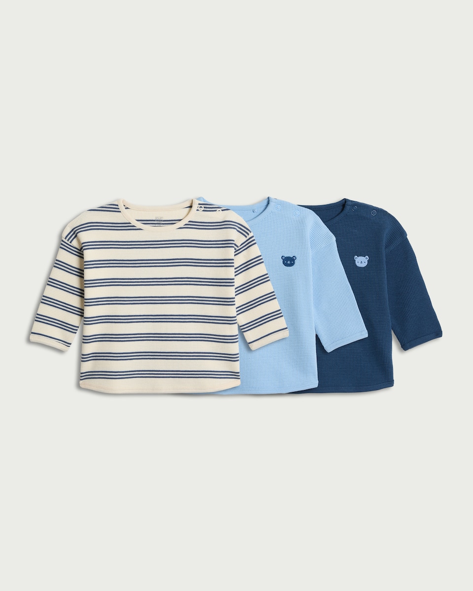 F&F Baby 3-Pack Pure Cotton Tops in Blue