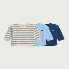 F&F Baby 3-Pack Pure Cotton Tops in Blue