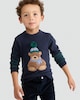 image 2 of F&F Boys Cotton Rich Pom Pom Bear Jumper in Navy