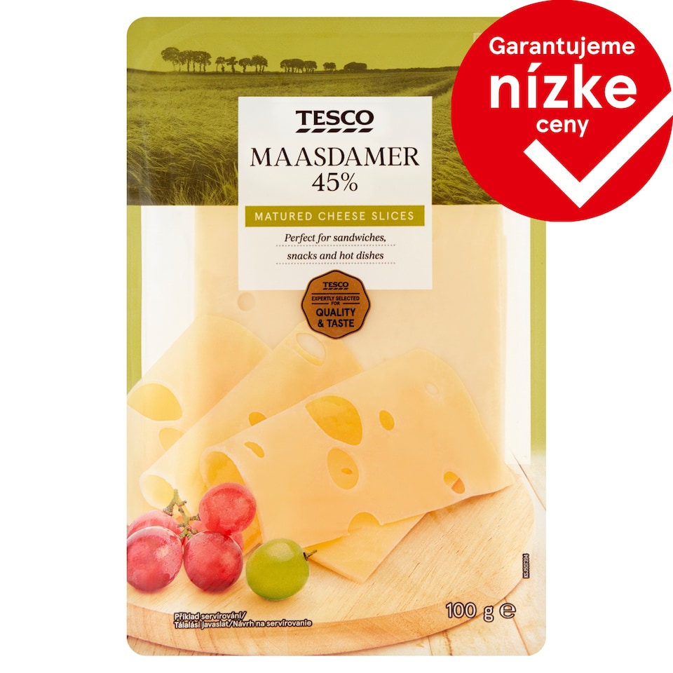Tesco Maasdamer 45% Matured Cheese Slices 100 g