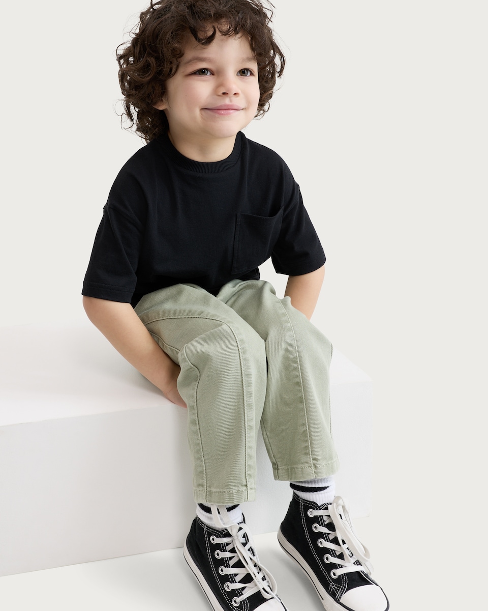 image 1 of F&F Boys Pure Cotton Pocket Front Short Sleeved T-Shirt in Black