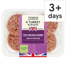 Tesco British Turkey Burgers 4 Pack 454g