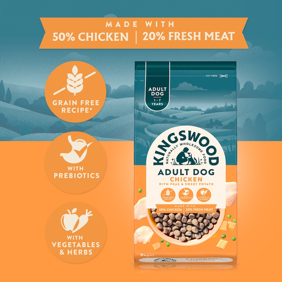 image 1 of Kingswood Adult Dog, Chicken with Peas & Sweet Potato, 2Kg