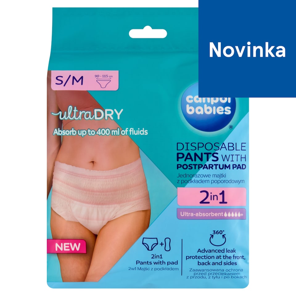 Canpol babies 2in1 Breathable Ultra-Absorbent Disposable Postpartum Panties with Pad S/M 5 pcs