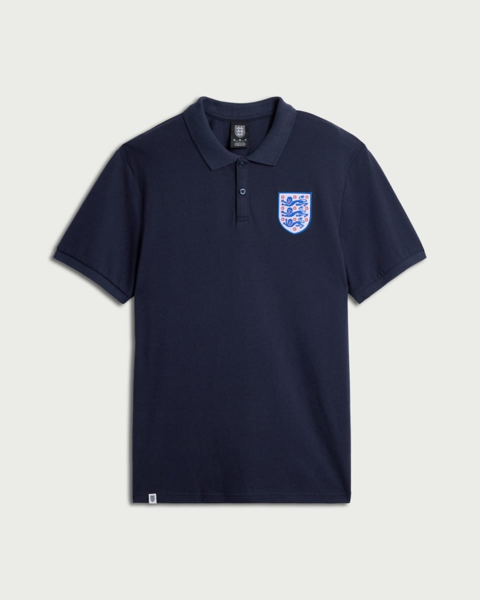 image 1 of England Cotton Rich Three Lions Crest Polo Shirt in Navy