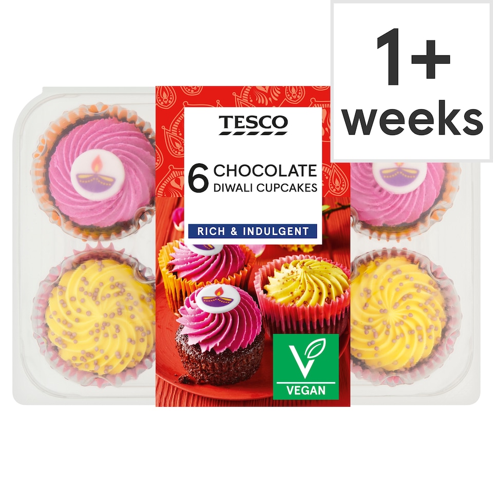 Tesco 6 Chocolate Diwali Cupcakes