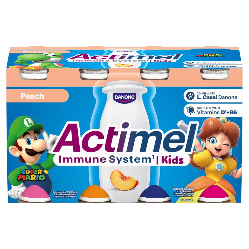 Danone Actimel Kids zsírszegény őszibarackízű joghurtalapú ital kalciummal 8 x 100 g (800 g)