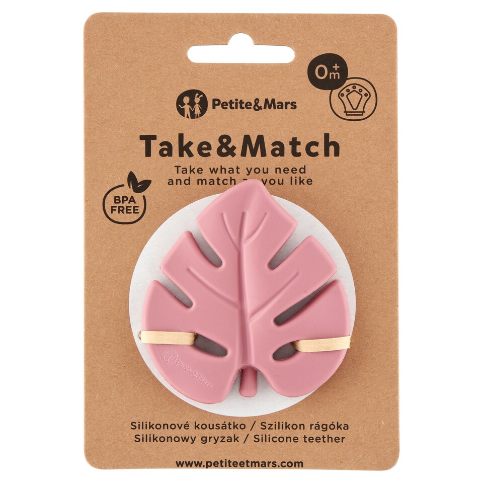 Petite&Mars Take&Match Dusty Rose szilikon rágóka 0+, 7 x 7 cm