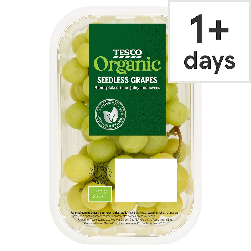 image 1 of Tesco Organic Seedless Grapes 400g