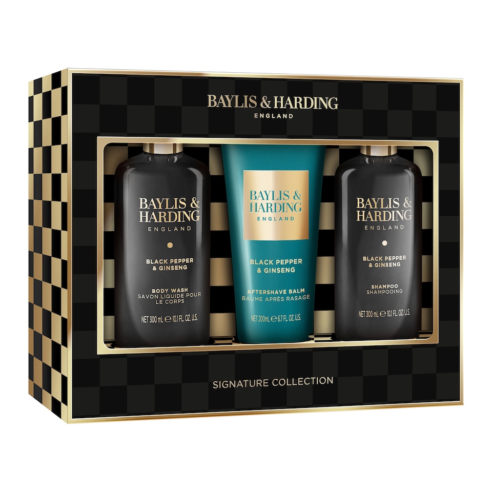 image 1 of Baylis & Harding Black Pepper & Ginseng Men's Luxury Bathing Trio Gift Set