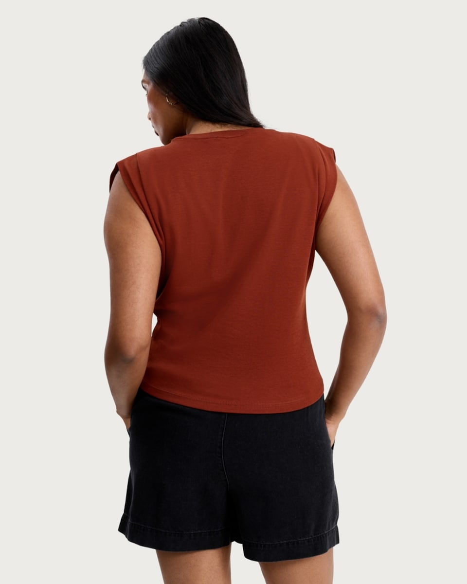 image 1 of F&F Pure Cotton Boxy Sleeveless Top in Burgundy