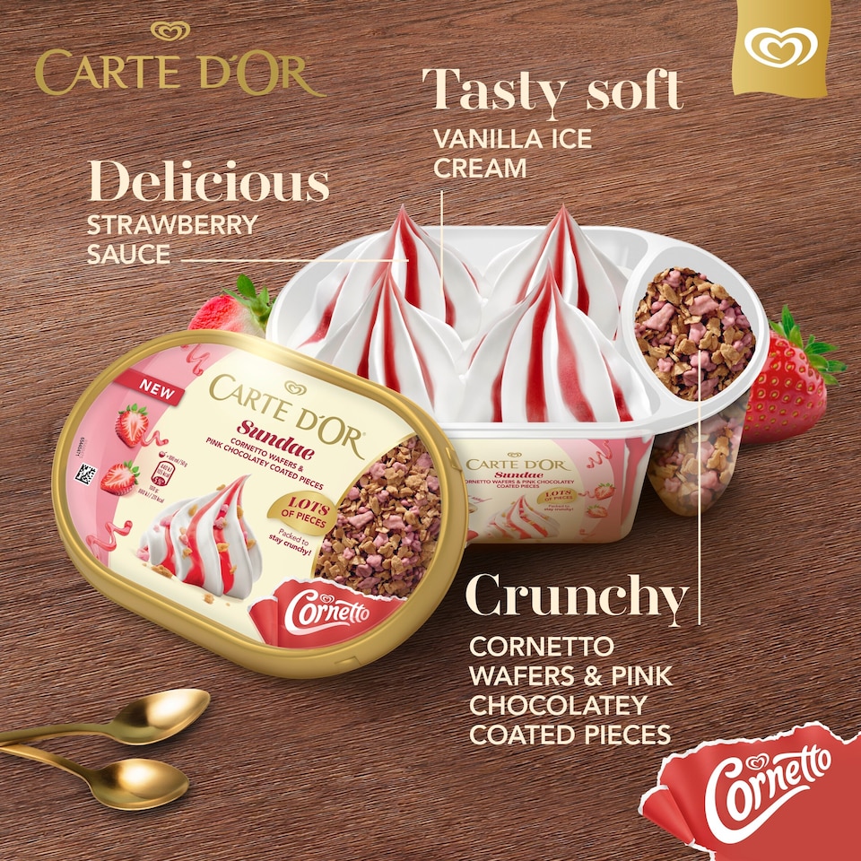 image 1 of Carte Dor Strawberry Sundae Ice Cream Tub 750ml