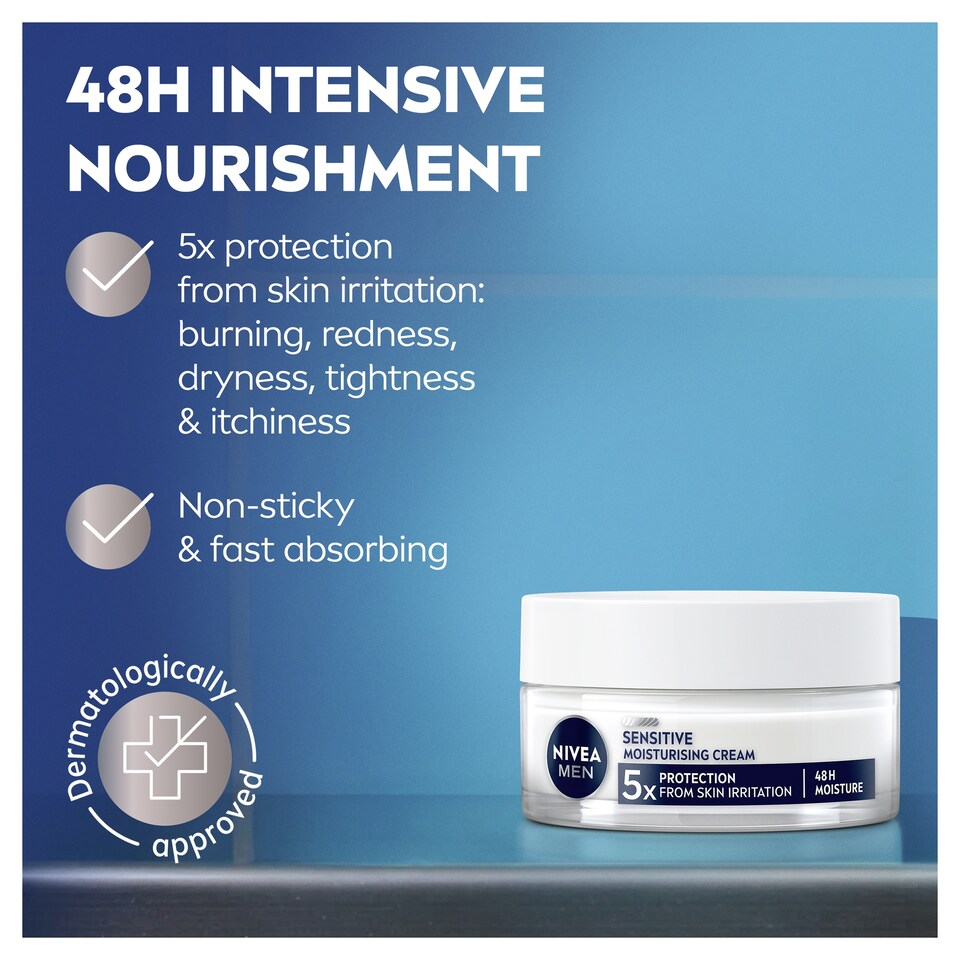 image 1 of Nivea Men Sensitive Face Cream Intensive Moisturiser 50Ml