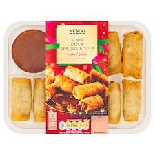 Tesco 10 Mini Duck Spring Roll With Hoisin Dip 220G