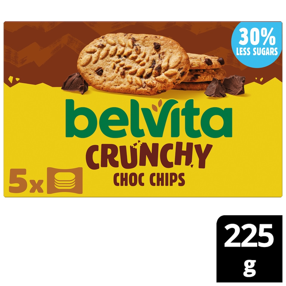 Belvita Cocoa Chocolate Chip Cereal Biscuit Snack Bars Pack 5 x 45g